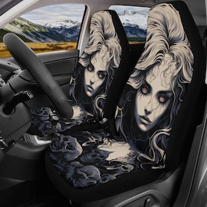 Death skull car tool, motorcycle skull car seat cushion cover, dark horror car seat, flower skull car headrest covers, grim reaper car seat