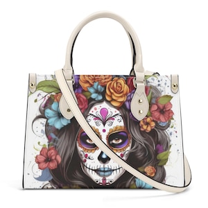 Mexikanischer Schädel Reisetasche, Tag der Toten Handtasche, Zuckerschädel Messenger Bag, Zuckerschädel Mädchen Reisetasche, Mexiko Einkaufstasche, Blumenzucker