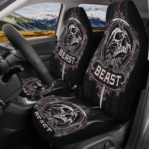Beast Skull Car Seat Cover skull car mat, reaper skull seat cover mat for car, Halloween Beast seat protector cover mat protector for car