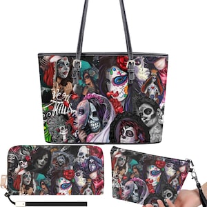 Mexikanischer Totenkopf Tote Bag, Mexiko Umhängetasche, Cinco de Mayo Schädel Geldbörse, Calaveras Schädel Handtasche, Zuckerschädel Mädchen Umhängetasche Blumenschädel