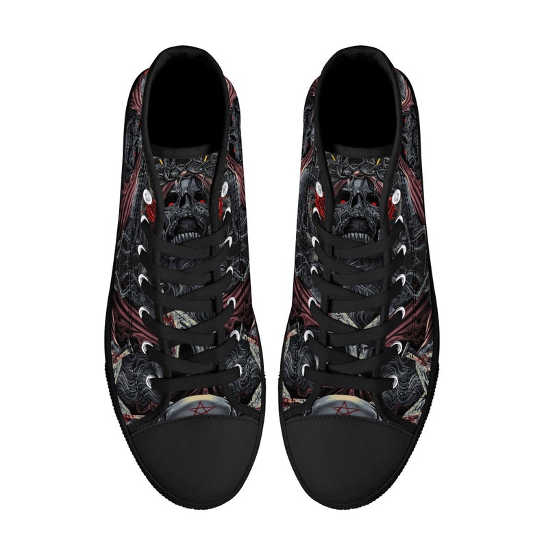 Gun Rose Skull Women's High Top Shoes