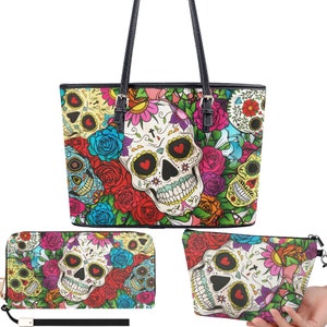 Bolsa de viagem com caveira mexicana, bolsa de mão com caveira do Dia de los Muertos, bolsa tote do Dia dos Mortos, bolsa de ombro com caveira do Cinco de Mayo, bolsa do Dia dos Mortos