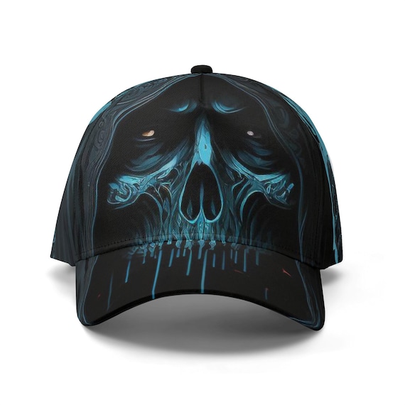 VOSERY Flame Metal Skull Baseball Cap - Adjustable Unisex Hat For Men And Women, Black