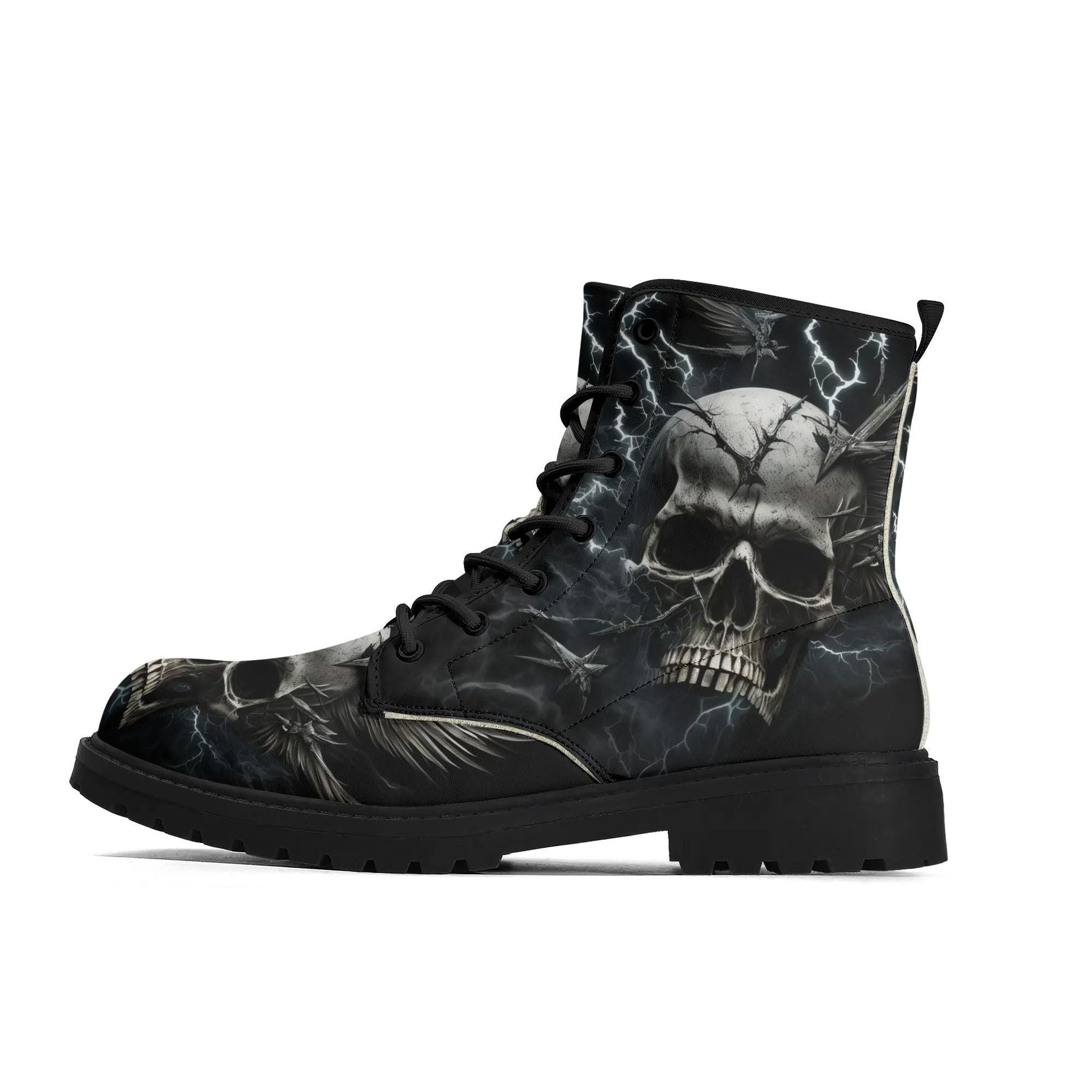 Affliction Black and Gray Skull Men\'s Boots AFFLICTION Sz 13 Combat Boots Distressed | Mercari main image 2