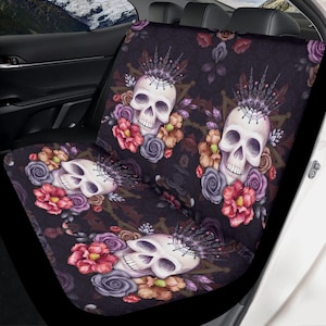 Skull Car Seat Cover car mat full set, Halloween car seat cover mat, KING skull seat cover for car gothic skull car mat seat protector cover