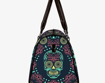Day Of The Dead Sugar Skull Duffle Bag - Travel Gym Sports Bag For Men & Women, Canvas Tote Backpack