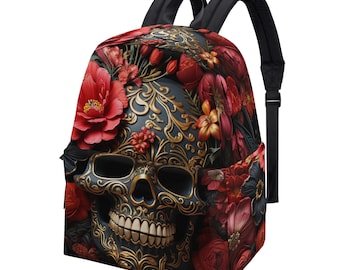 Halloween student backpack, hooded skull carry on bag, grim reaper backpack purse for girl, grim reaper backpack, evil face backpack, goth S