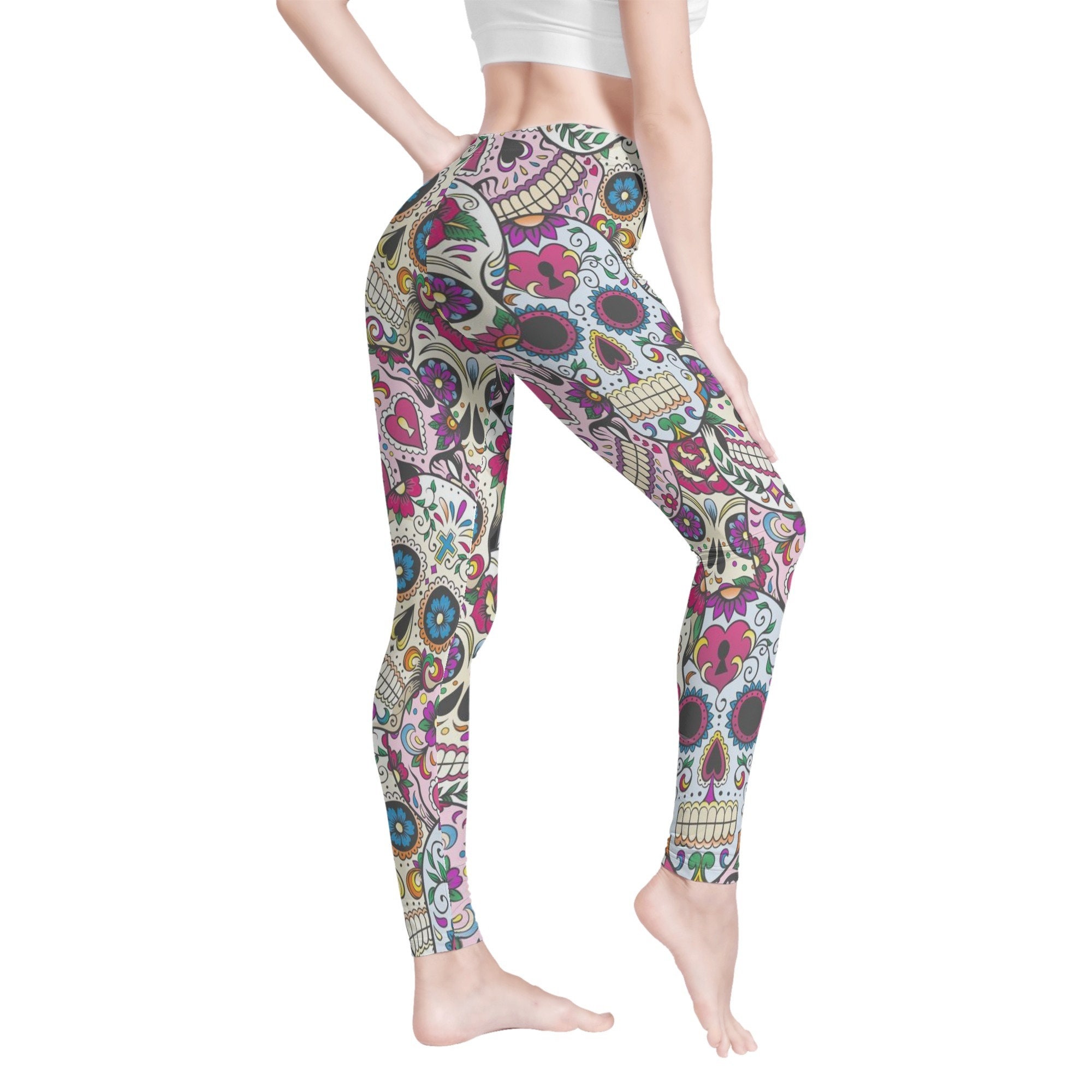 Floral Sugar Skull Stretchy Pants, Sugar Skull Girl Leggings, Sugar Skull  Girl Running Leggings Dia De Los Muertos Skull Yoga Pants Leggings -   Hong Kong