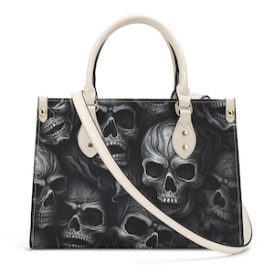 Skeleton messenger bag, skull in fire handbag, floral skull bag with shoulder strap, hooded skull handmade bag, hooded skull handmade bag, m