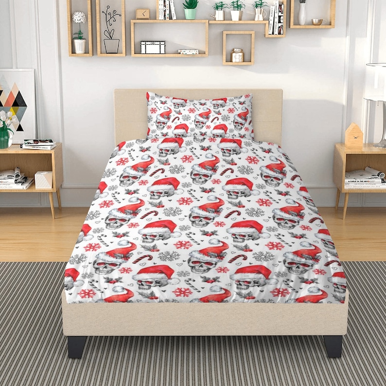 Erosebridal Snake & Moth Duvet Cover Set Queen Size - Galaxy Sugar Skull Bedding With 2 Pillowcases (Black)