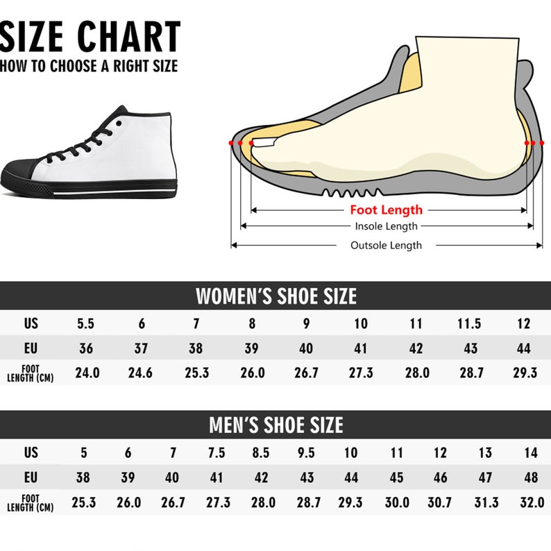 May include: A size chart for shoes, showing US and EU sizes, as well as foot length in centimeters. The chart includes sizes for both men and women.