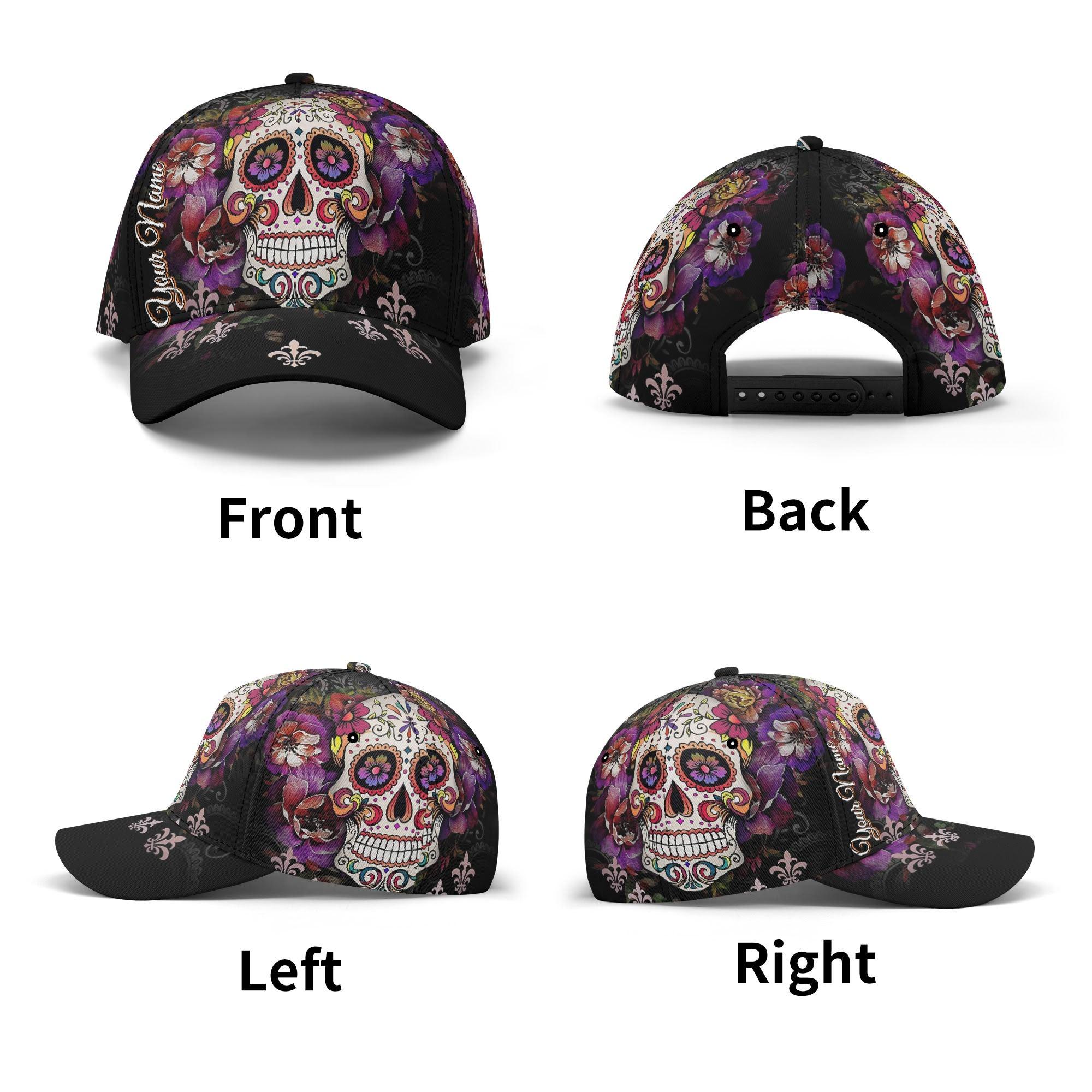 Pier 27 Purple Sugar Skull Cap OS Curved Suede Touch Brim Tattoo Artist Street Demon Snapback - Purple Suede & Golden Thread | CAPICHE CAPS main image 4