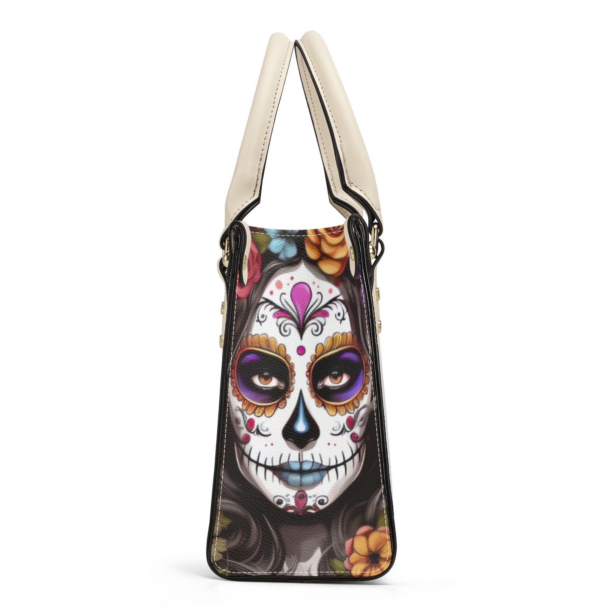 LiuenMgg Floral Skull Messenger Bag - Small Crossbody Bag With Adjustable Strap, Ethnic Pattern, Zipper Pockets