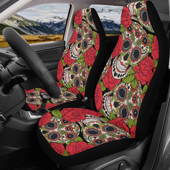 Sugar Skull Girl Car Seat Cover, Candy Skull Car Seat Covers Car