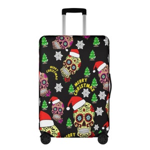 Zuckerschädel Koffer, Calaveras Schädel Gepäckabdeckung Tag der Toten Koffer Candy Skull Kofferanhänger mexikanischer Schädel Kofferabdeckung Schutz