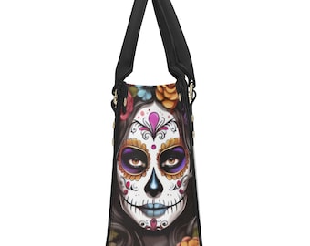 JEOCODY Skull & Rose Long Wallet - Day Of The Dead Floral Design, Zip-Around Coin Purse & Phone Case For Women