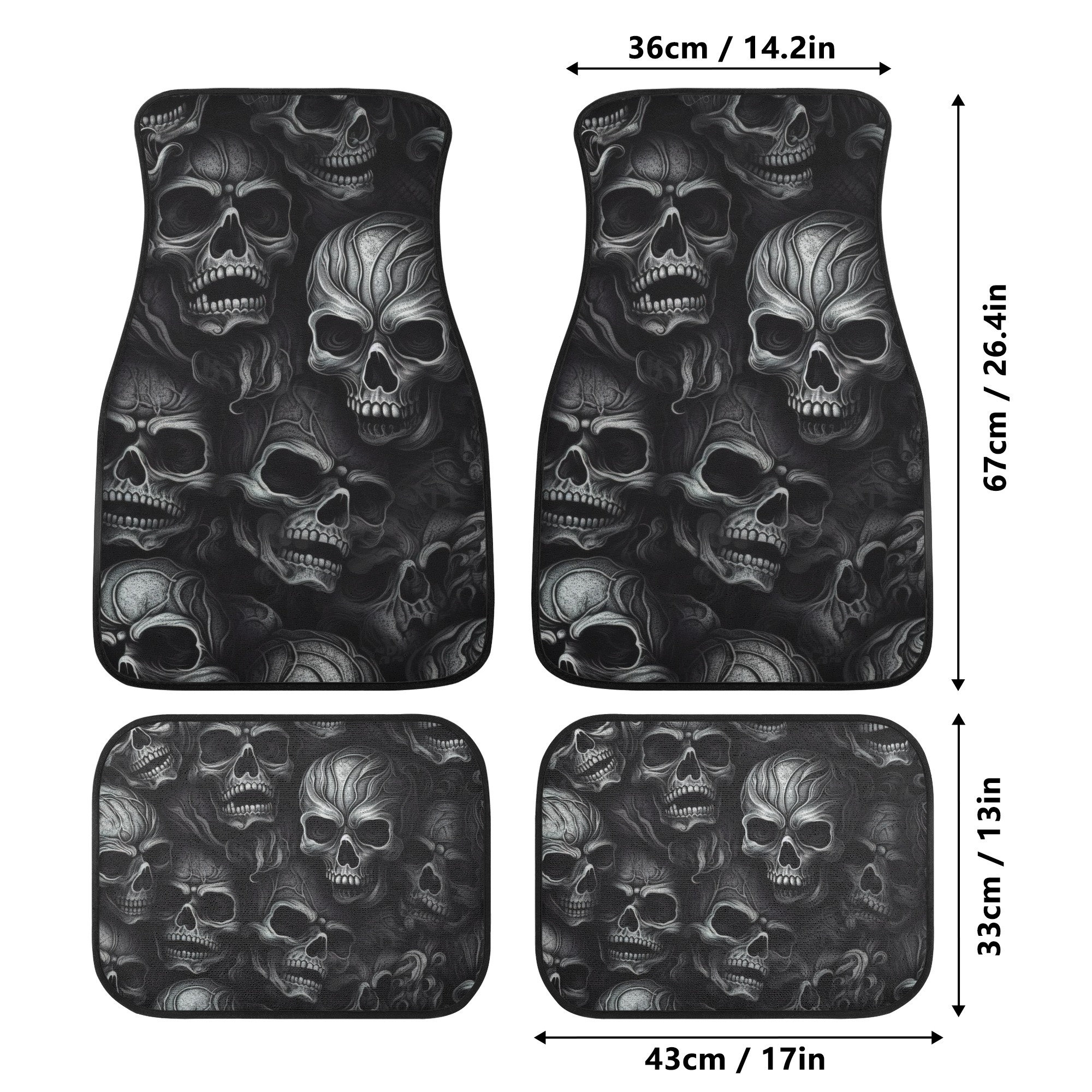 Death Skull Car Seat Protector Cover, Horror Rug Mat for Car