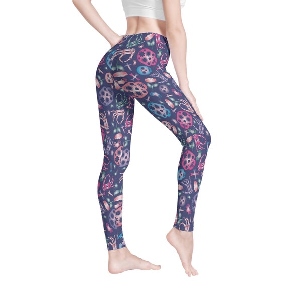 Leggings de sport le jour des morts pantalons de yoga pour femmes avec crane en sucre