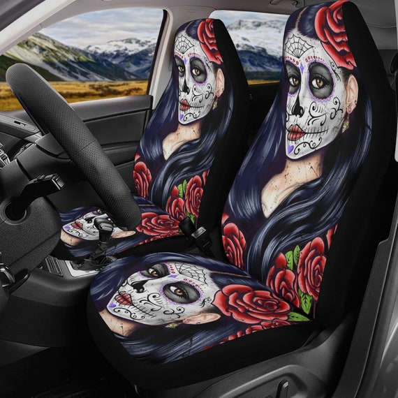 Sugar Skull Mädchen Autositzbezug, Sugar Skull Auto Sitzbezüge Auto Matte  Blumen Schädel Autositz Schoner Candy Skull Auto Zubehör Sitzbezüge -   Österreich