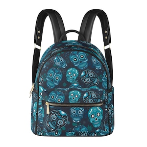 Schädel Rucksack, Zuckerschädel Rucksack für die Schule, Dia de los muertos Schädel Reiserucksack, Dia de los muertos Schädel Handtasche, di