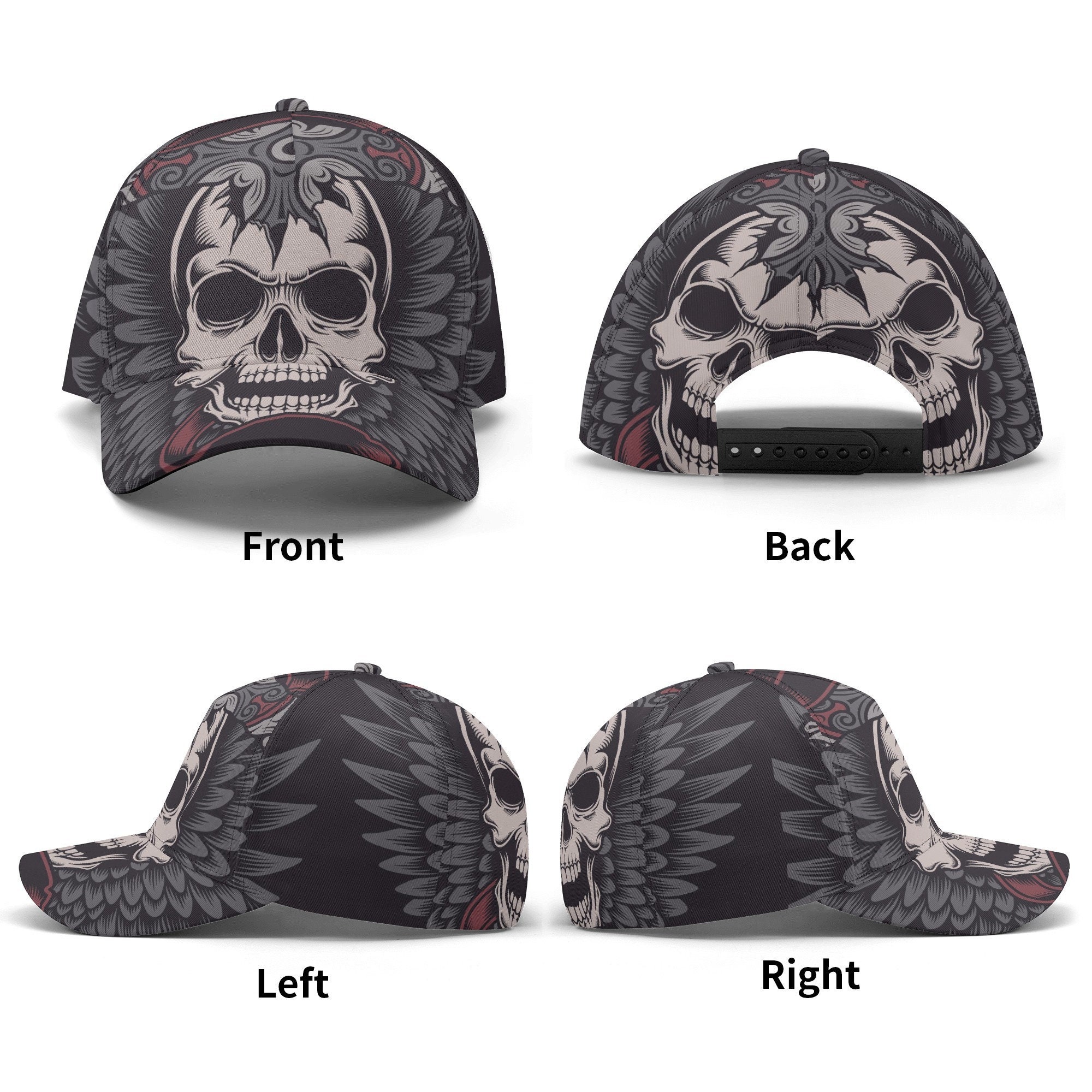 Death Skull Cap for Men, Goth Baseball Cap, Flame Skull Baseball