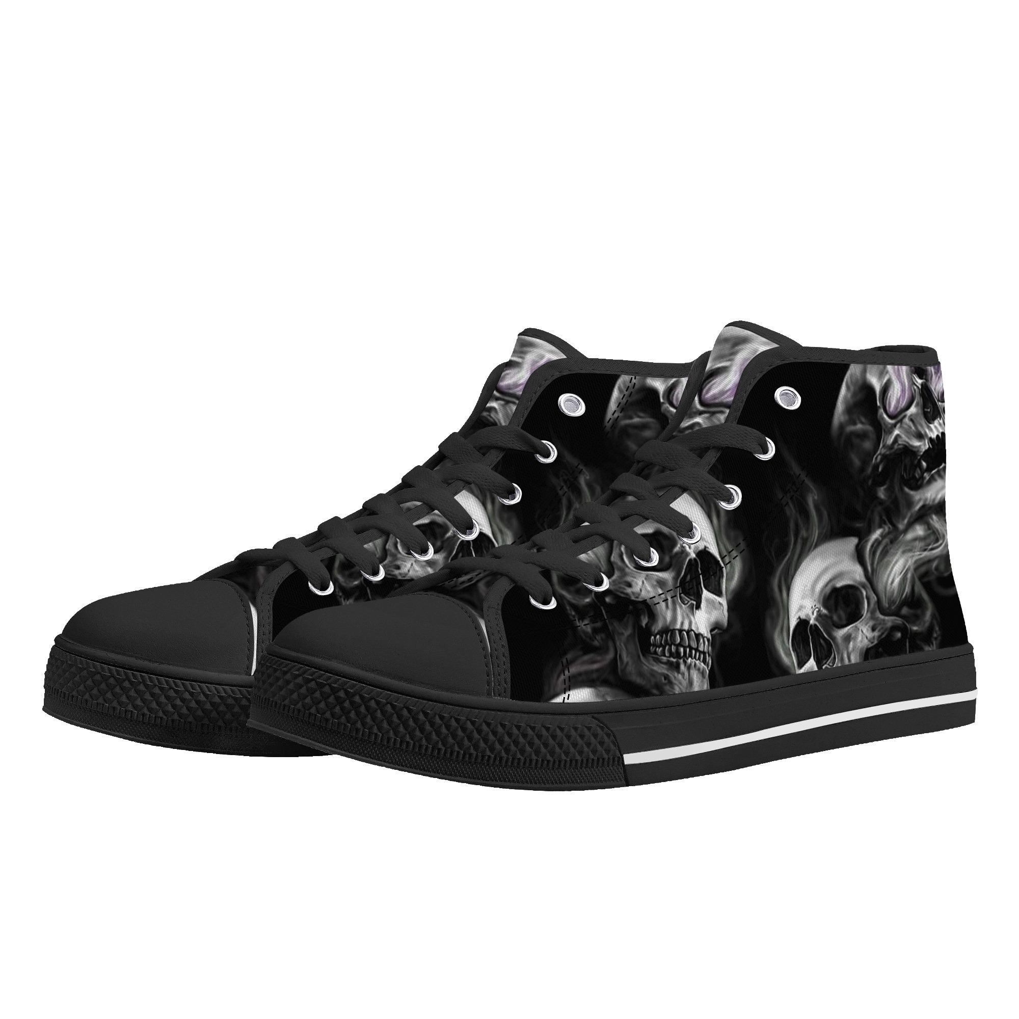 NOS Vtg 90s Streetwear Mens 12 Gothic Goth Punk Skull Tall Canvas Shoes Boots DEMONIA Sneeker X RAY Skeleton Foot Hi-Top Creeper Sneaker  main image 2