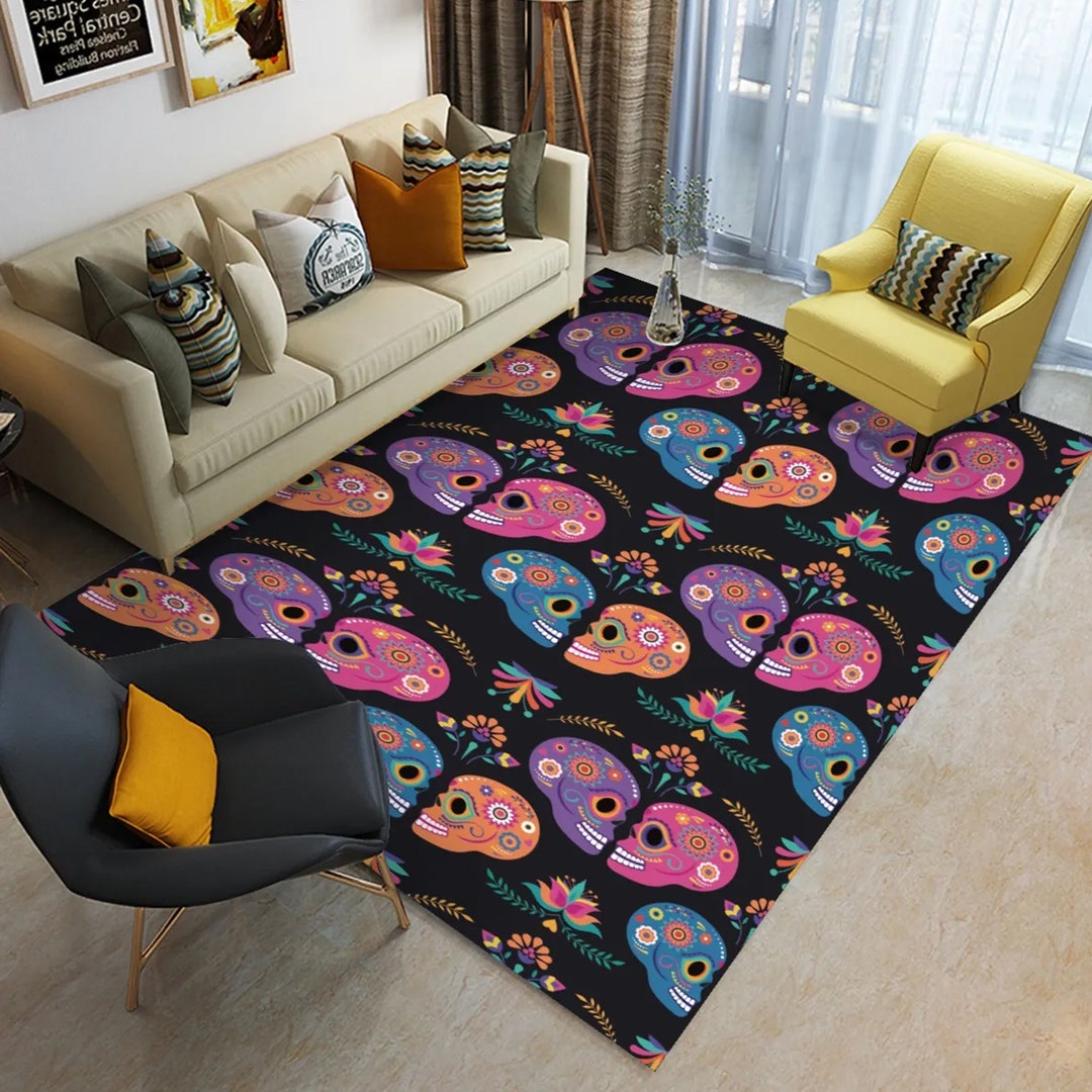 Tropical Floral Skull Door Mat main image 1