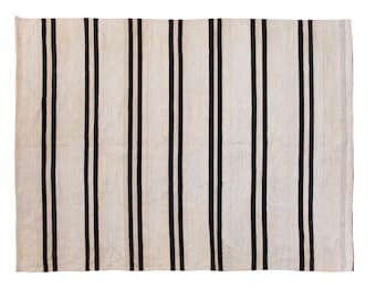 5x7, 4'8 x 6'11 feet, Stripe Kilim Rug,142x212cm,Striped Design Turkish Kilim Rug Minimalist Modern Kilim Rug, Pale colors Striped Kilim Rug