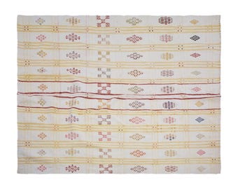 Minimalist Modern Kilim Rug 190x265 cm, Striped Turkish Kilim Rug, Handwoven Striped Design, Soft Colors, 6'3" x 8'8" Feet, Boho Decor