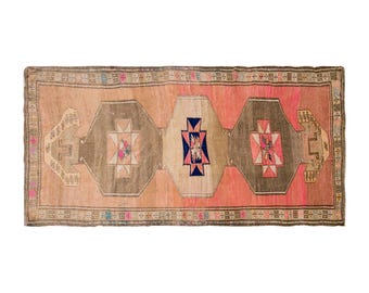 Turkish Runner Rug, Vintage Rug, 5x11 feet, Kars Rug, Runner Rug,Oriental Rug,Handmade Rug, Decorative Rug, Red Rug, Wool Rug, 147 x 330 cm