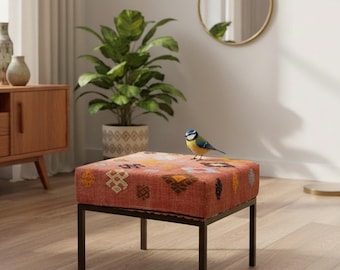 Living Room Furniture,Dining Room Furniture,Ottomans,Decorative Bench,Ottoman Bench, Footstool,Stool,Bench,Furniture,Kilim Covered Bench