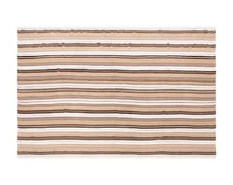 Earthbound Stripes of Konya, Vintage Turkish Kilim Rug, 9 x 12 ft Rug, Minimalist Handwoven Wool Rug