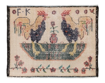 Oushak Rug, 2.4 x 3.2 ft, Antique Rug, Oriental Rug, Handmade Rug, Decorative Rug, Muted Rug, Old Rug, Area Rug, Turkish Rug, Vintage Rug