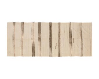 Striped Design Turkish Kilim Runner, Minimalist Modern Kilim Rug, Handwoven Striped Kilim, 4'11" x 12'10" (150x390 cm), Vintage Turkish Rug