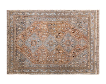 Vintage Turkish Rug, 7.4x9.8 ft, 225x300 cm, Handwoven Wool Rug
