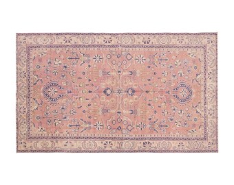 60 Year Old Boho Design | Wool on Wool Area Rug | Natural Dyed Antique Rug | Vintage Wool Rug 5'2"x8'7" | Handwoven Turkish Carpet