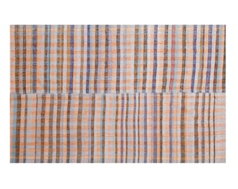 1960s Handmade Minimalist Turkish Kilim 225x350 cm | 7.4×11.5 ft | Vintage 60+ Years Old