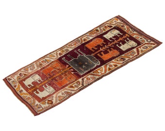Turkish Rug",Antique Rug, Muted Rug, 3.9 x 10.6 feet, Oushak Rug, Vintage Rug, Oriental Rug, Runner Rug, Hallway Rug, Kitchen Rug, Floor Rug