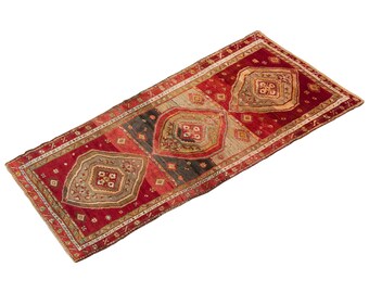Runner Rug", Antique Rug, 3.8 x 8.10 feet, Oushak Rug, Vintage Rug, Turkish Rug, Hallway Rug, Floor Rug, Kitchen Rug, Wool Rug, Old Rug