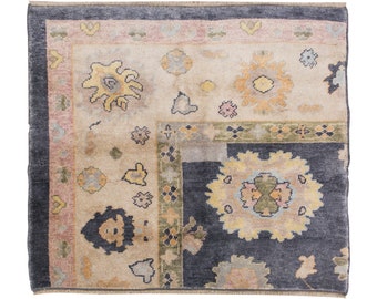 4x4 rug, 3.8 x 4.3 rug, Oushak Rug, Area Rug, Turkish Rug, Vintage Rug, 3.8 x 4.3 feet, Antique Rug, Oriental Rug, Handmade Rug, Old Rug