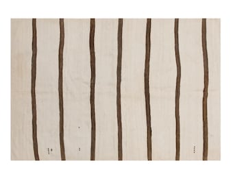 1960s Handmade Minimalist Turkish Kilim 150x210 cm | 4.9×6.9 ft | Vintage 60+ Years Old