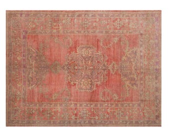 Oversized Turkish Genuine Oushak Rug, 247x305 cm (8.1x10 ft), 60+ Year Old Vintage Area Rug
