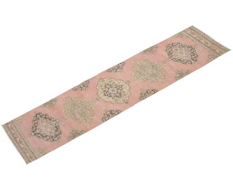 Runner Rug", Antique Rug, 2.6 x 12.8 feet, Oushak Rug, Vintage Rug, Turkish Rug, Hallway Rug, Floor Rug, Kitchen Rug, Wool Rug, Old Rug