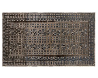 Handwoven Vintage Turkish Rug 60+ Years – Wool on Wool, Natural Dyes, Bohemian & Timeless Design, 85x135 cm / 2.8x4.4 ft