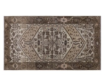 Antique Oushak Rug, 116x205 cm (3.8x6.7 ft), Vintage Turkish Rug, Handmade Area Rug, One of a Kind Old Rug