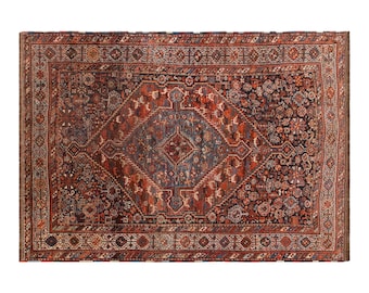 Vintage Handwoven Wool Rug, Large Tribal Medallion, Geometric Floor Decor