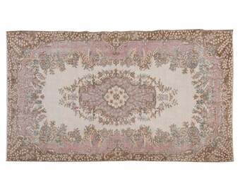 Area Rug, "Turkish Rug, Vintage Rug, 3.9 x 7 feet, Oushak Rug, Antique Rug, Oriental Rug, Handmade Rug, Decorative Rug, Muted Rug, Old Rug