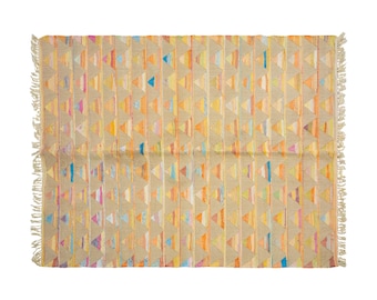 Minimalist Modern Kilim Rug 162x239 cm, Striped Turkish Kilim Rug, Striped Design, Soft Muted Colors, Handwoven Wool, 5'4" x 7'10" Feet