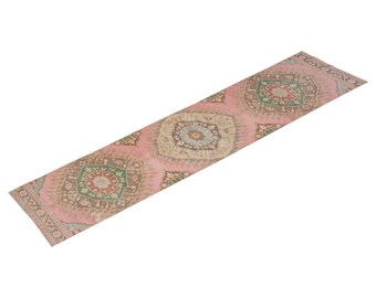 2'10 X 12'6 ft Vintage Rug Runner,Floor Oushak Rug,Hallway Turkish Rug Runner,Oushak Rugs,long runner, narrow long runner,Oushak Long Runner
