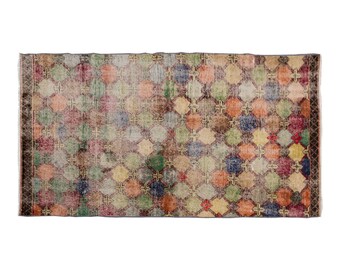 Vintage Rug", Area Rug, Turkish Rug, 3.3 x 6.9 feet, Oushak Rug, Antique Rug, Oriental Rug, Handmade Rug, Decorative Rug,Large Rug,Old Rug